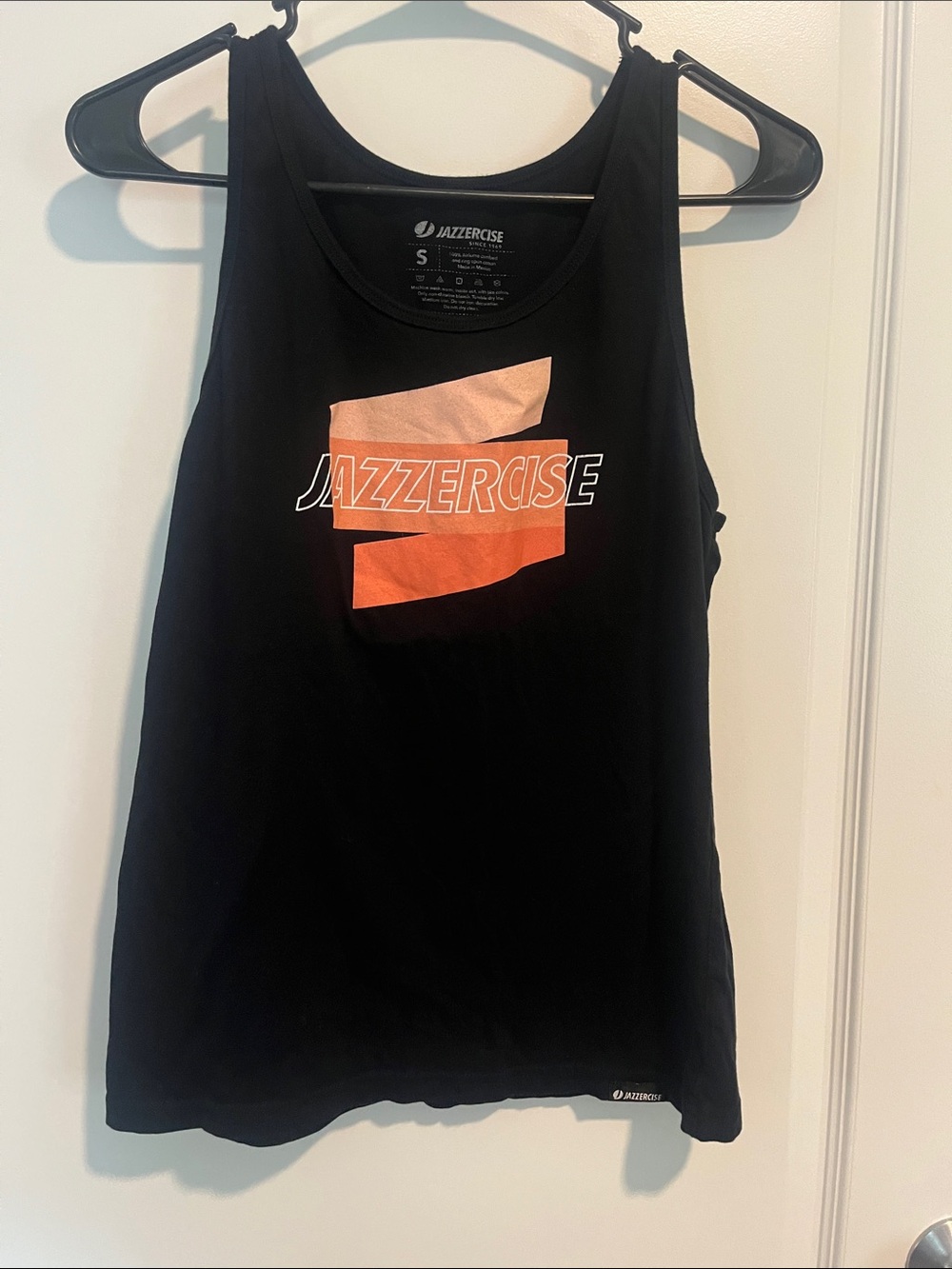 Jazzercise Logo Tank Color Block Tank in Black & Orange Size Small